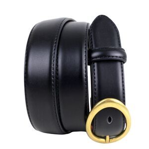 Chaoren BLACK REAL LEATHER 1 1/8"Wd DRESS CASUAL CLASSIC WOMEN'S BELT S/M (R15